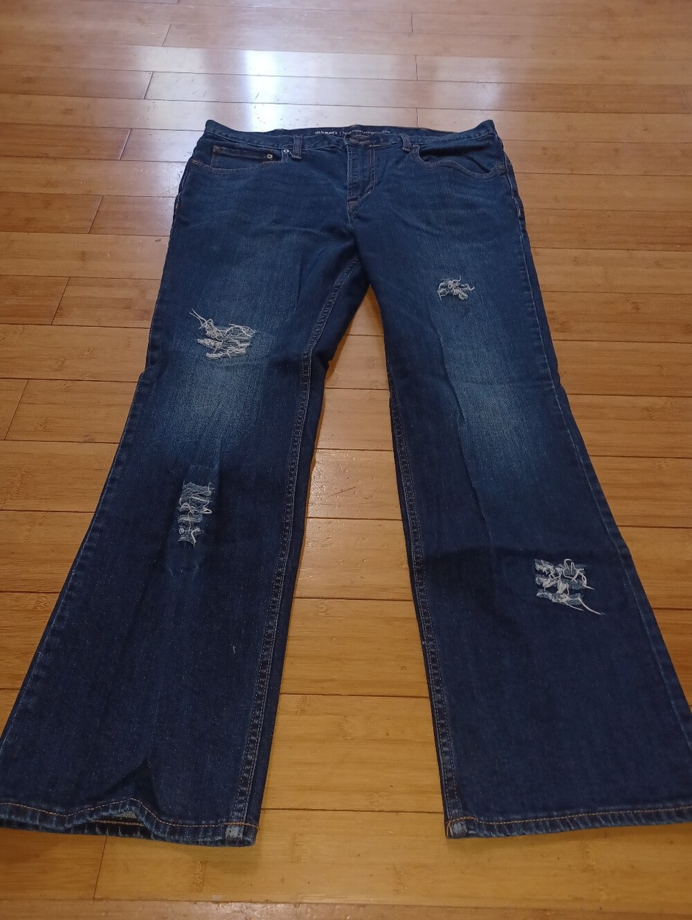 Old Navy  Distressed Dark Blue Bootcut Jeans